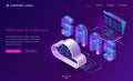 Saas, software as a service isometric landing page