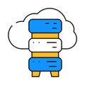 saas software and data center icon color illustration