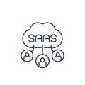 Saas users line icon, Software as a service vector Royalty Free Stock Photo