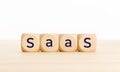 Saas word on wooden blocks on table