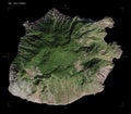 Saba - Dutch Caribbean shape on black. Low-res satellite