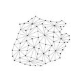 Saba map of polygonal mosaic lines network, rays, dots vector illustration.
