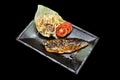 Saba steak with sweet sauce. grilled Saba fish with Japanese tradition fusion food style