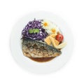 Saba Teriyaki Grilled Fish Served with Sweet Egg Royalty Free Stock Photo