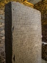 Sabaean inscription on King Ezana`s stone at Axum in Ethiopia