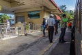 SABAH, MALAYSIA - FEBRUARY 25, 2018: Small railway station of North Borneo Railway, Sabah, Malays