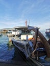 Outdoor scenery during day time with fisherman boats and ships near Todak Waterfront.Selective focus.