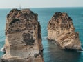Sabah Nassar`s Rock at Raouche in Beirut, Lebanon. known as the Pigeons` Rock. Beautiful nature and sea. Lebanon attractions