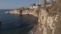 Sabah Nassar`s Rock at Raouche in Beirut, Lebanon. known as the Pigeons` Rock - Beautiful aerial view nature and sea. Lebanon attr