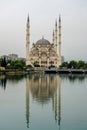 Sabanci Merkez mosque and Seyhan river on a cloudy day in Adana Turkey