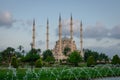 Sabanci Mosque and the park Royalty Free Stock Photo
