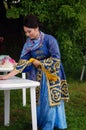 Sabantui celebration in Moscow. Beautiful woman portrait.