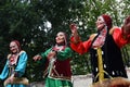 Sabantui celebration in Moscow. Women dance and sing on stage