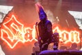 Sabaton power metal band perform in concert at Download heavy metal music festival