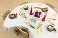 Sabbath table setting in Jewish preschool
