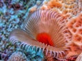 Sabellidae,feather duster worms,Split-crowned feather duster worm Royalty Free Stock Photo