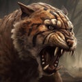 Saber-tooth tiger. Generative AI.