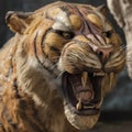 Saber-tooth tiger. Generative AI Royalty Free Stock Photo