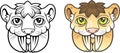 Cute Saber toothed tiger, funny picture, coloring book