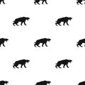 Saber-toothed tiger icon in black style isolated on white background. Stone age pattern stock vector illustration. Royalty Free Stock Photo