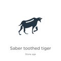 Saber toothed tiger icon vector. Trendy flat saber toothed tiger icon from stone age collection isolated on white background.