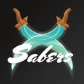Sabers game element with crossed swords