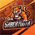 Sabertooth esport mascot logo design Royalty Free Stock Photo