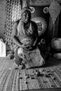 African Male Traditional Healer known as a Sangoma or witch-doctor performing a spiritual reading