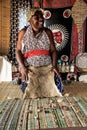 African Male Traditional Healer known as a Sangoma or witch-doctor performing a spiritual reading