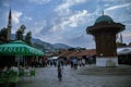 The Sabilj fountain and Mosque at Bascarsija square, Sarajevo Royalty Free Stock Photo