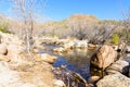 Sabino Creek lined with rocks during fall season