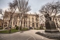 Sabir monument and Building of National Academy in Baku, Azerbaijan Royalty Free Stock Photo