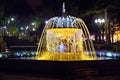 Sabir square fountain, Baku, Azerbaijan at night. The fountain in the city center. Baku Azerbaijan . night vision of a round park