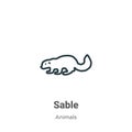 Sable outline vector icon. Thin line black sable icon, flat vector simple element illustration from editable animals concept