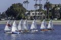 Sabot Sailboats  sailing in Mission Bay Royalty Free Stock Photo