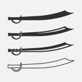 Sabre of arabian persian. Curved sword icon. Set of saber icon. Vector illustration