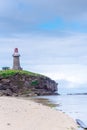 Sabtang Lighthouse fronting the shore at Batanes, Philippines Royalty Free Stock Photo