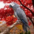 Congo African Grey Parrot on a branch Royalty Free Stock Photo