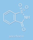 Saccharin artificial sweetener molecule. Skeletal formula. Royalty Free Stock Photo