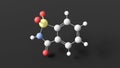 saccharin molecule, molecular structure, artificial sweetener e954, ball and stick 3d model, structural chemical formula with