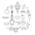 Saccharose icons set, outline style