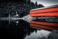 Sach's Covered Bridge reflecting in Marsh Creek, near Gettysburg Royalty Free Stock Photo