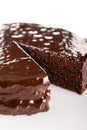 Sacher cake with chocolate icing topping Royalty Free Stock Photo