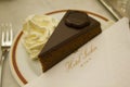 Sacher Torte served with whipped cream