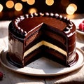 Sacher Torte , traditional popular sweet dessert cake Royalty Free Stock Photo