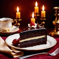 Sacher Torte , traditional popular sweet dessert cake Royalty Free Stock Photo