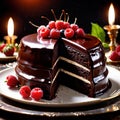 Sacher Torte , traditional popular sweet dessert cake Royalty Free Stock Photo