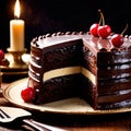 Sacher Torte , traditional popular sweet dessert cake