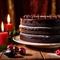Sacher Torte , traditional popular sweet dessert cake