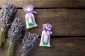 Sachet with dried lavender and lavender bunches